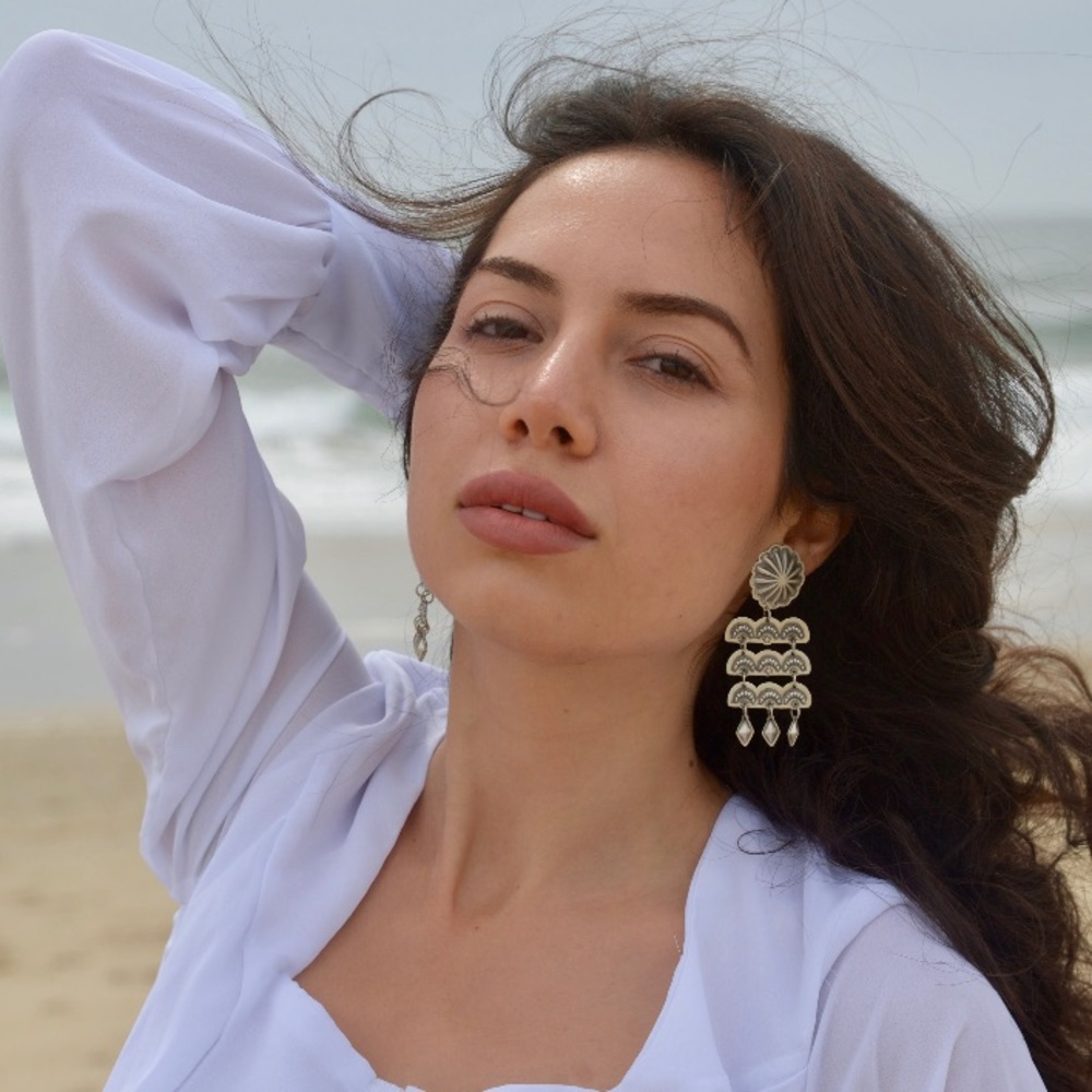 Native American Sterling Silver Chandelier Earring